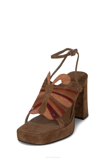 Jeffrey Campbell monarch-l NDHB990 platform sandaal bruinbruin suède combo vrouwen