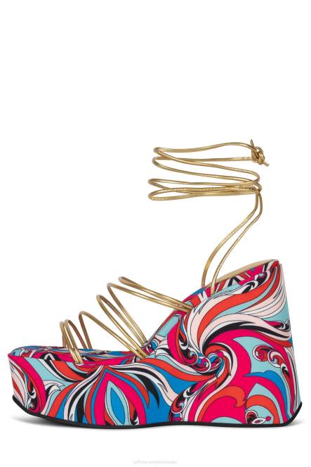 Jeffrey Campbell niveaus NDHB256 platform sandaal rood multi goud vrouwen