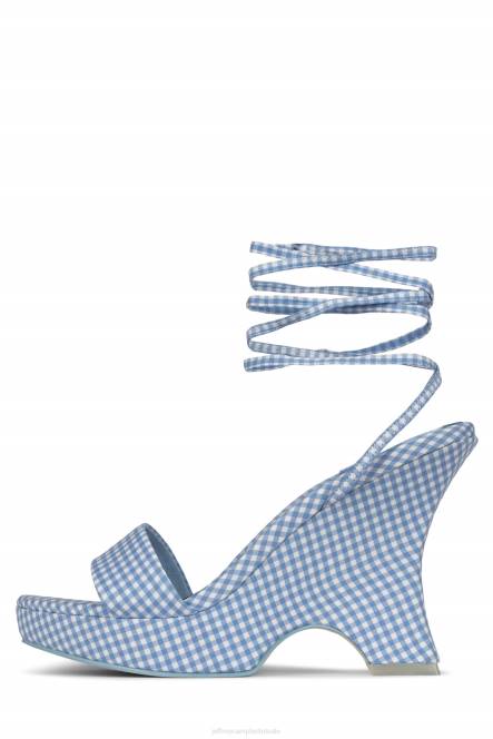 Jeffrey Campbell oraura NDHB1194 platform sandaal blauw geruit vrouwen