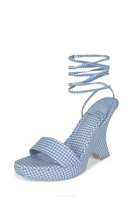 Jeffrey Campbell oraura NDHB1194 platform sandaal blauw geruit vrouwen
