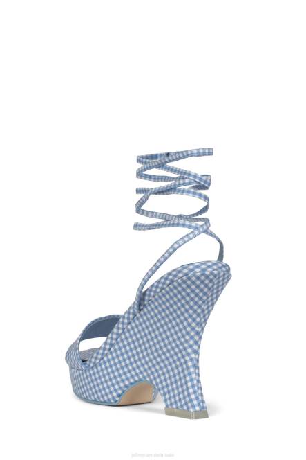 Jeffrey Campbell oraura NDHB1194 platform sandaal blauw geruit vrouwen