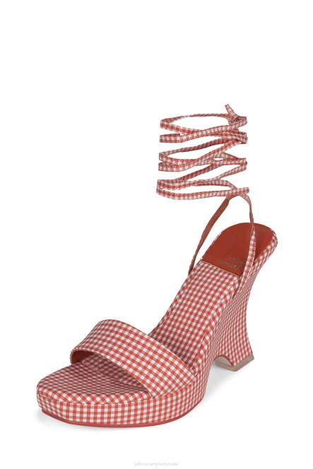 Jeffrey Campbell oraura NDHB1195 platform sandaal rode gingham vrouwen
