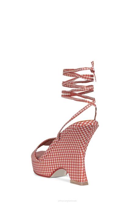 Jeffrey Campbell oraura NDHB1195 platform sandaal rode gingham vrouwen