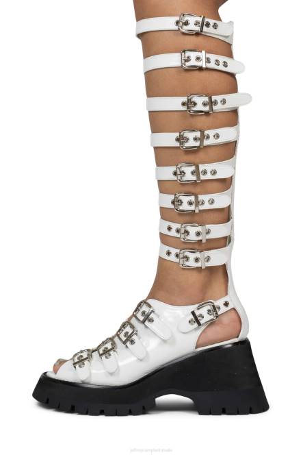 Jeffrey Campbell post-punk NDHB242 platform sandaal wit gekreukt patent vrouwen