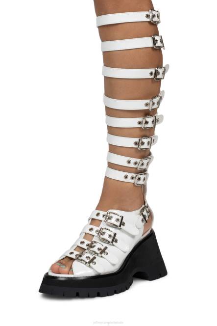 Jeffrey Campbell post-punk NDHB242 platform sandaal wit gekreukt patent vrouwen