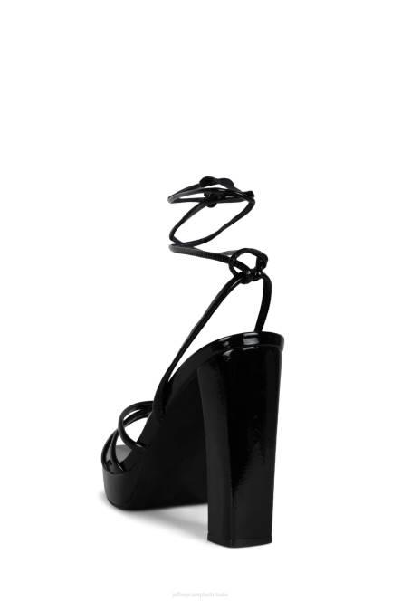 Jeffrey Campbell presecco NDHB1052 platform sandaal zwart gekreukt patent vrouwen