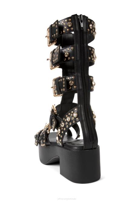 Jeffrey Campbell ramonen NDHB215 platform sandaal zwart goud vrouwen