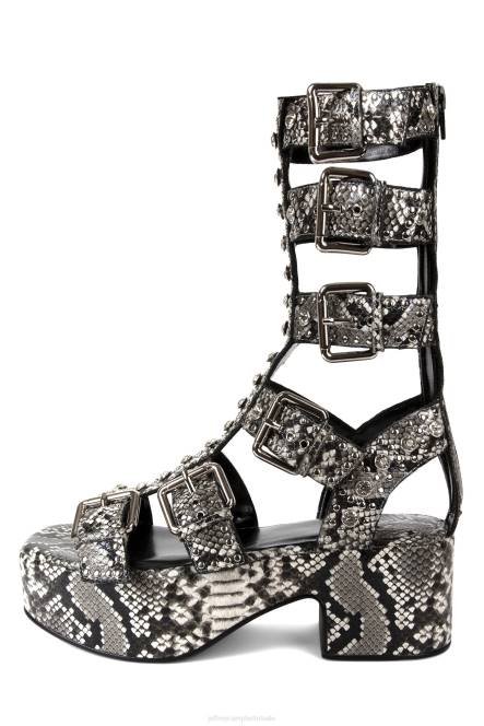 Jeffrey Campbell ramonen NDHB216 platform sandaal zwart witte slang zilver vrouwen