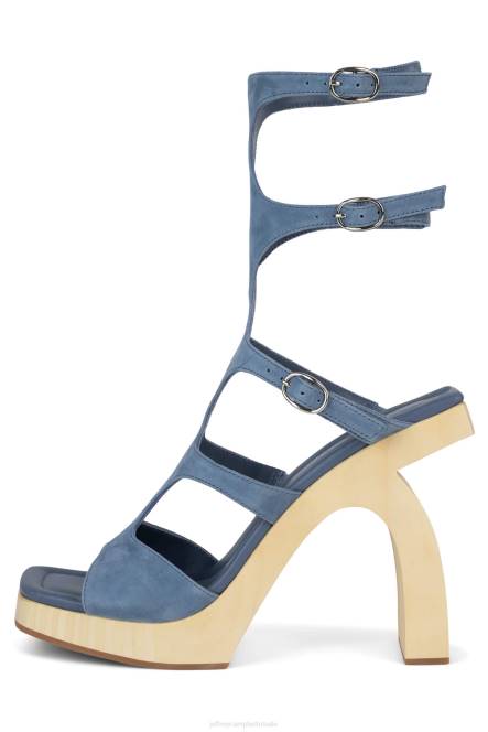 Jeffrey Campbell rivalen NDHB218 platform sandaal blauw suède naturel vrouwen