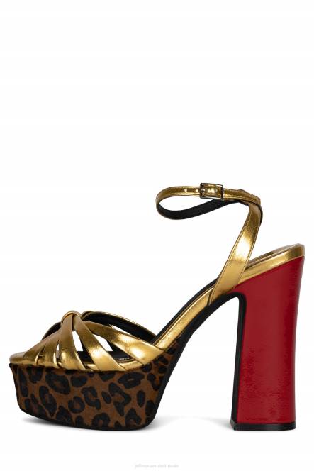 Jeffrey Campbell rocken-uit NDHB1051 platform sandaal gouden jachtluipaard multi vrouwen