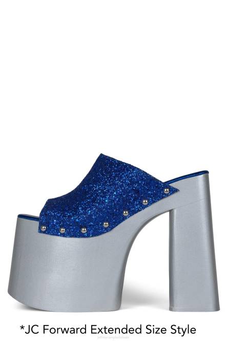 Jeffrey Campbell rocknrolln NDHB1223 platform sandaal blauw glitter zilver vrouwen