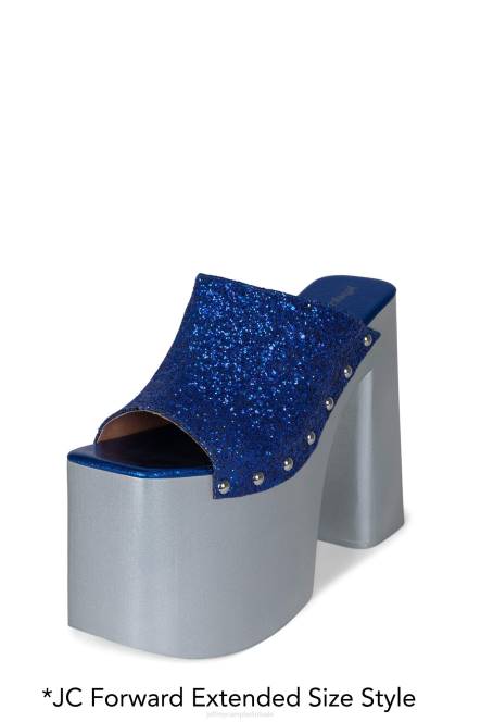 Jeffrey Campbell rocknrolln NDHB1223 platform sandaal blauw glitter zilver vrouwen