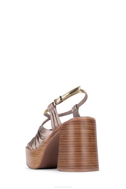 Jeffrey Campbell rockshow NDHB1161 platform sandaal taupe satijn goud vrouwen