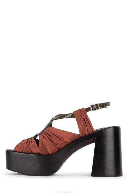 Jeffrey Campbell rockshow NDHB1162 platform sandaal roest satijn kaki vrouwen