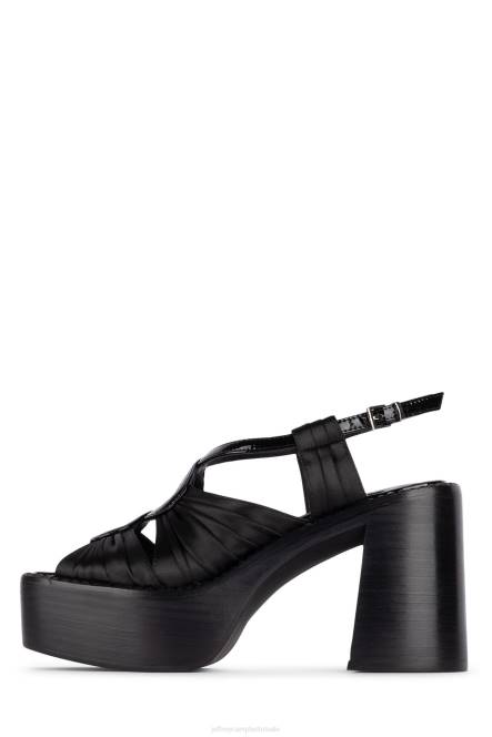 Jeffrey Campbell rockshow NDHB1163 platform sandaal zwart satijn zwart lak vrouwen