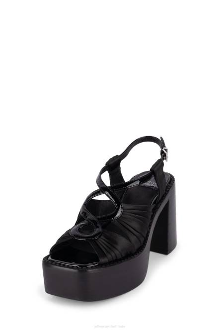 Jeffrey Campbell rockshow NDHB1163 platform sandaal zwart satijn zwart lak vrouwen