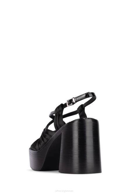 Jeffrey Campbell rockshow NDHB1163 platform sandaal zwart satijn zwart lak vrouwen