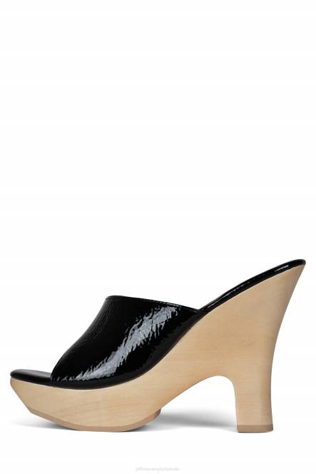 Jeffrey Campbell roxi NDHB1128 platform sandaal zwart gekreukt patent vrouwen