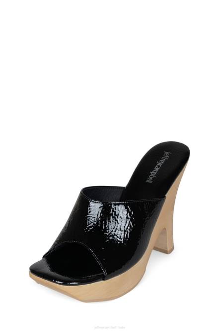 Jeffrey Campbell roxi NDHB1128 platform sandaal zwart gekreukt patent vrouwen