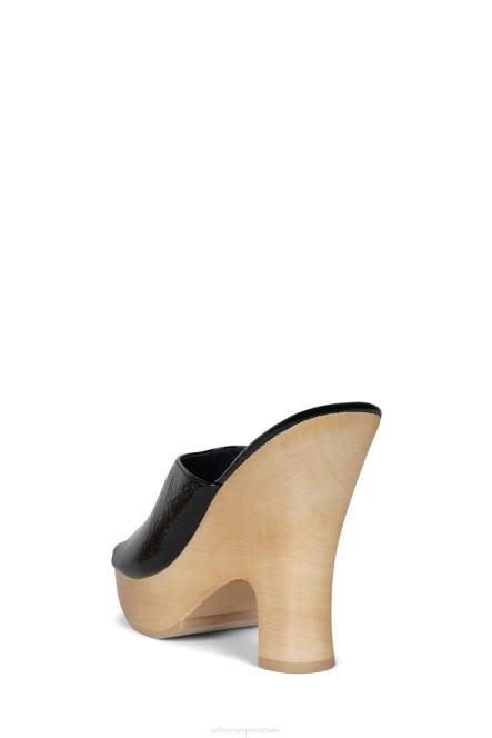 Jeffrey Campbell roxi NDHB1128 platform sandaal zwart gekreukt patent vrouwen
