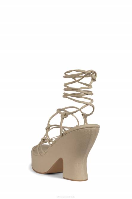 Jeffrey Campbell shindia NDHB1120 platform sandaal beige spijkerstof vrouwen
