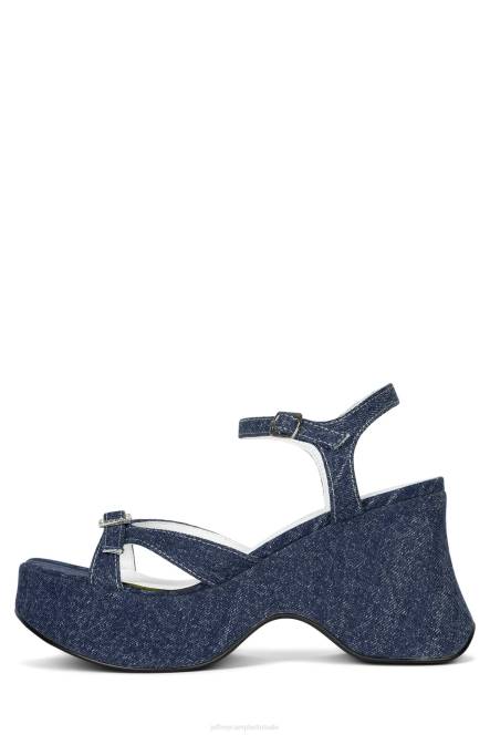 Jeffrey Campbell terugslag NDHB250 platform sandaal donkerblauw denim zilver vrouwen
