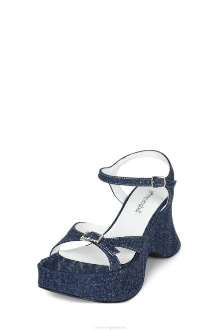 Jeffrey Campbell terugslag NDHB250 platform sandaal donkerblauw denim zilver vrouwen