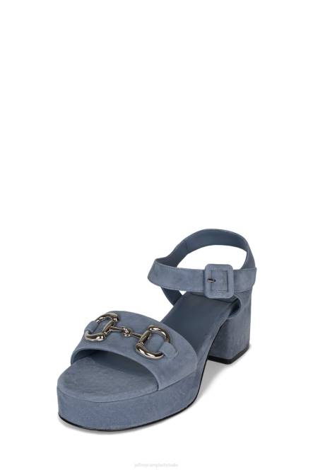Jeffrey Campbell tijdloos NDHB1009 platform sandaal stoffig blauw suède zilver vrouwen