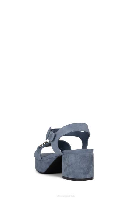 Jeffrey Campbell tijdloos NDHB1009 platform sandaal stoffig blauw suède zilver vrouwen