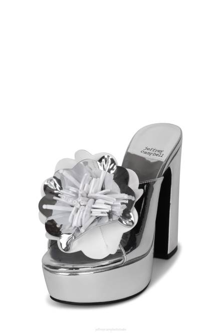 Jeffrey Campbell tropicals NDHB960 platform sandaal zilver wit lak vrouwen