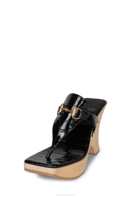 Jeffrey Campbell vaag NDHB974 platform sandaal zwart croco goud vrouwen