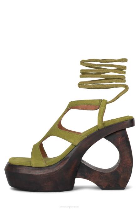 Jeffrey Campbell verafgoden NDHB130 platform sandaal olijf suède bruin vrouwen