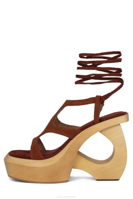 Jeffrey Campbell verafgoden NDHB132 platform sandaal wijn suède naturel vrouwen