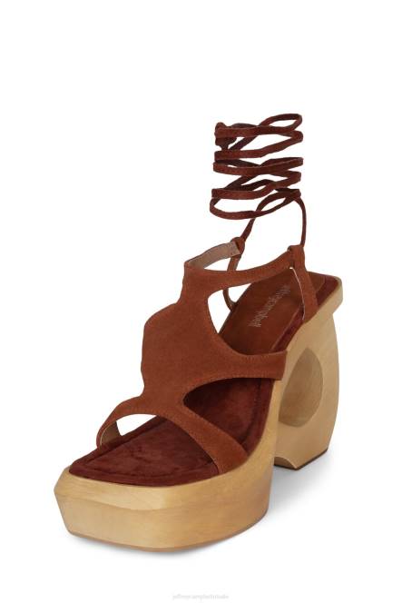 Jeffrey Campbell verafgoden NDHB132 platform sandaal wijn suède naturel vrouwen