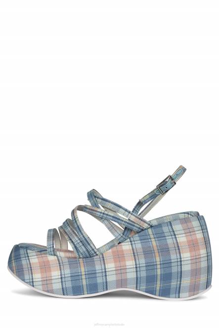 Jeffrey Campbell vibez NDHB1121 platform sandaal blauwe plaid vrouwen