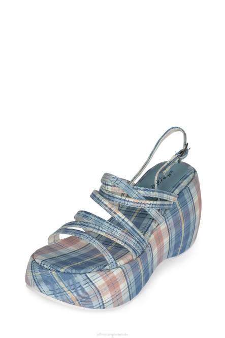 Jeffrey Campbell vibez NDHB1121 platform sandaal blauwe plaid vrouwen