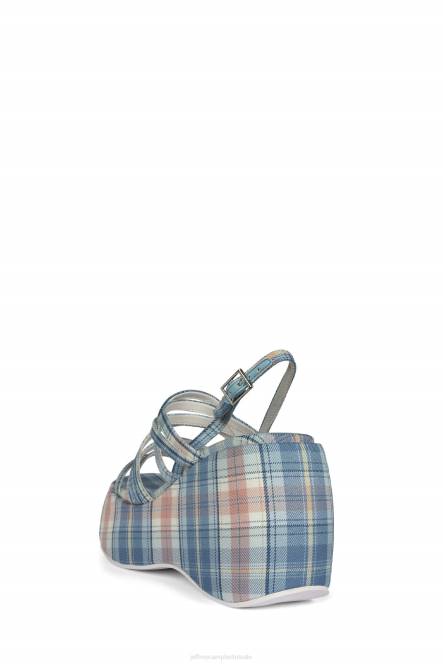 Jeffrey Campbell vibez NDHB1121 platform sandaal blauwe plaid vrouwen