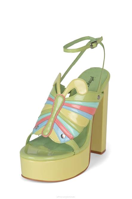 Jeffrey Campbell vorsten NDHB1004 platform sandaal groen patent multi vrouwen