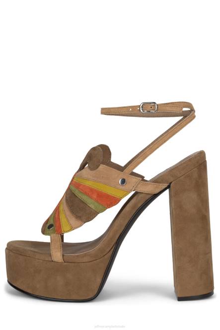 Jeffrey Campbell vorsten NDHB1014 platform sandaal bruin geel suède combo vrouwen