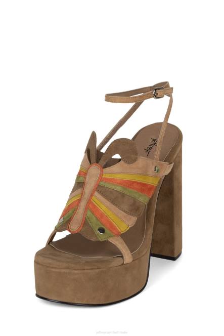 Jeffrey Campbell vorsten NDHB1014 platform sandaal bruin geel suède combo vrouwen