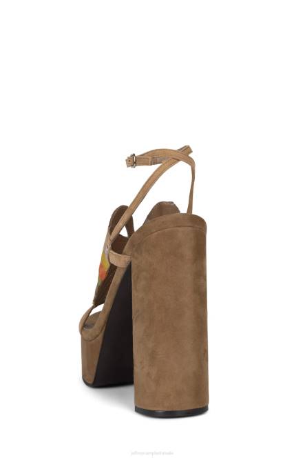 Jeffrey Campbell vorsten NDHB1014 platform sandaal bruin geel suède combo vrouwen