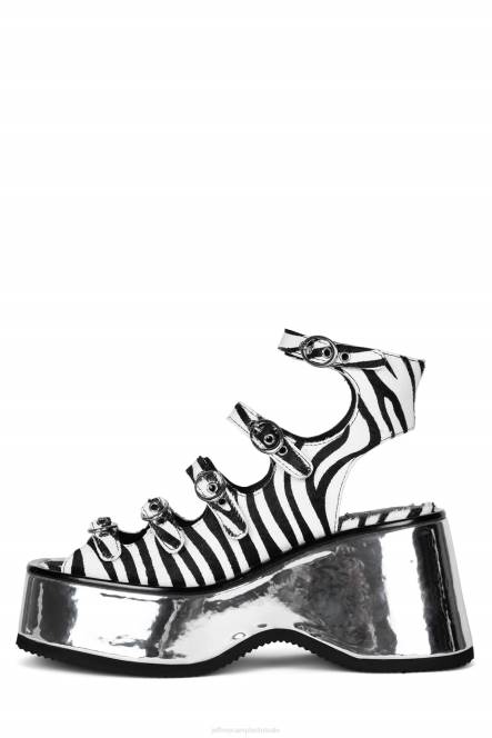 Jeffrey Campbell wvlngth-f NDHB224 platform sandaal zwart wit zebra zilver vrouwen