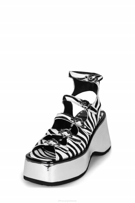 Jeffrey Campbell wvlngth-f NDHB224 platform sandaal zwart wit zebra zilver vrouwen