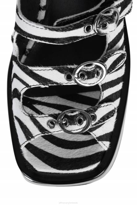 Jeffrey Campbell wvlngth-f NDHB224 platform sandaal zwart wit zebra zilver vrouwen