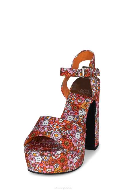 Jeffrey Campbell zomers-3 NDHB1008 platform sandaal rood roze multi bloemen vrouwen